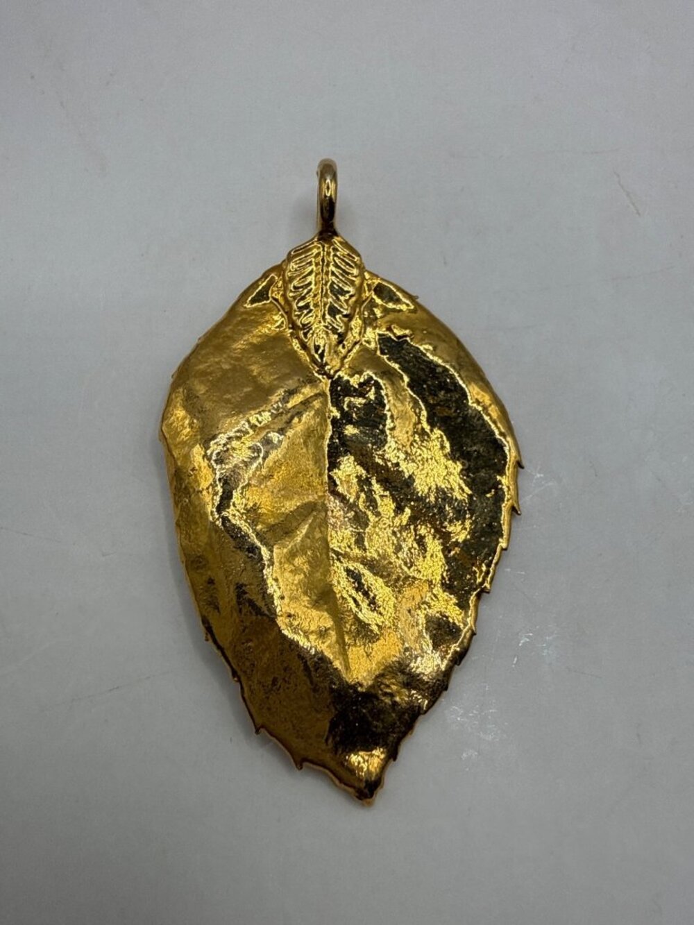 Vtg Gold Dipped Real Leaf Pendant Whimsigoth Fairycore Botanical Necklace